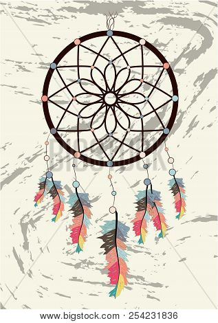 Dream Catcher Boho Native American Indian Talisman Dreamcatcher. Clothes Ethnic Tribal Design. Magic