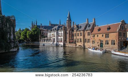 Aachen/germany - August 2018: Historical And Old City Of Aachen During Summertime And Clear Blue Sky