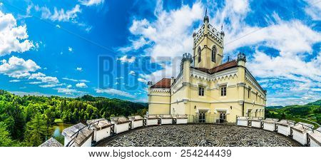 Panorama Of Picturesque Scenery In Trakoscan Place, Small Tourist Resort In Northern Croatia, Europe