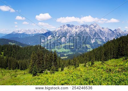 Leogang Mountains Leoganger Steinberge With Highest Birnhorn, Alps, Austria