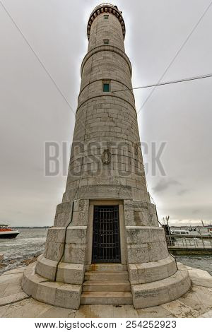 Lighthouse In Murano, Venice, Italy. The Murano Lighthouse Is An Active Lighthouse Located In The So