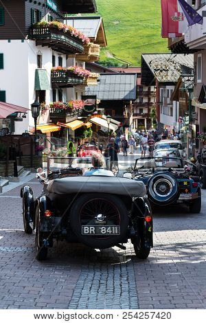 Saalbach-hinterglemm, Austria - June 21 2018: Vintage British Luxury Car Lagonda Oldsmobile Veteran