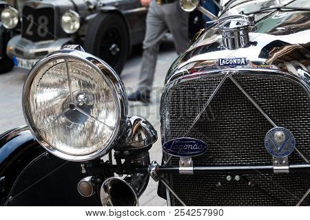Saalbach-hinterglemm, Austria - June 21 2018: Vintage British Luxury Car Lagonda Oldsmobile Veteran