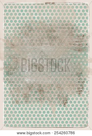 Retro Grey Turquoise Background With Dots, Dirty Abraded Spot