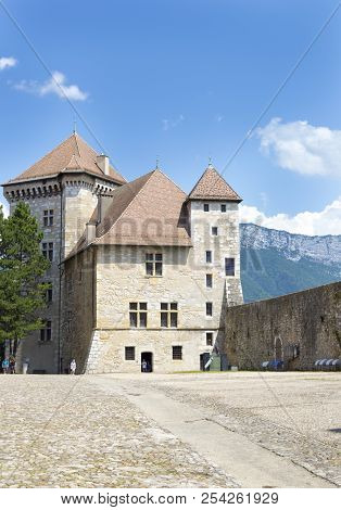 Annecy, France - July 15, 2018: View Of The Castle In City Centre Of Annecy, Capital Of Haute Savoie