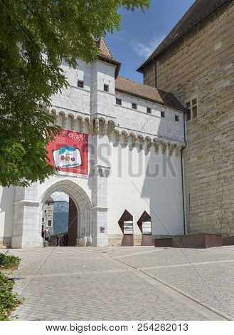 Annecy, France - July 15, 2018: View Of The Castle In City Centre Of Annecy, Capital Of Haute Savoie