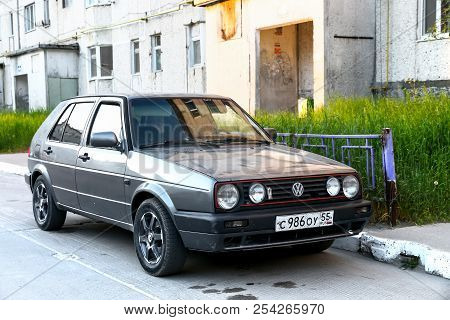 Nadym, Russia - July 14, 2018: Motor Car Volkswagen Golf In The City Street.