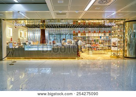 ROME, ITALY - CIRCA NOVEMBER, 2017: Venchi store in Fiumicino International Airport 