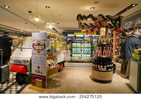 ROME, ITALY - CIRCA NOVEMBER, 2017: Casa del gusto in Fiumicino International Airport 