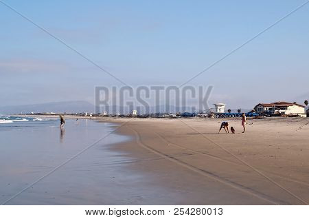 The Pacific Ocean Beach At Camp Pendelton South Near Oceanside, California, Usa In Summertime