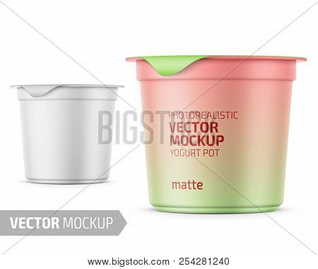 White Yogurt Pot Template With Sample Design.