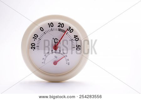 Needle Type Analog Thermo-hygrometer In Front Of White Background