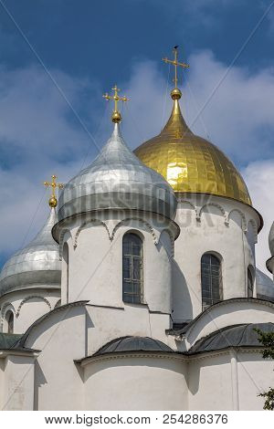 Domes Of The Church In The Sky With Clouds