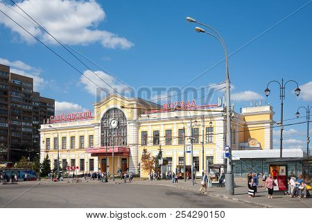Moscow, Russia - August 17, 2018: Savelovsky Railway Station Building In Maryina Roshcha District. T