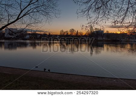 The Public Park Of Boeblingen At The End Of The Day