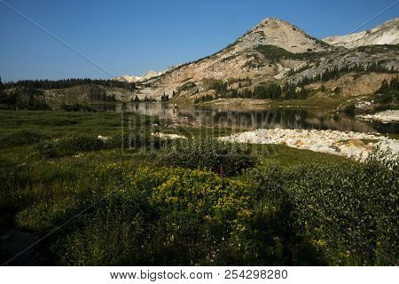 Sugarloaf Mountain And Medicine Bow Peak Reflected In Libby Lake  In Medicine Bow National Forest In