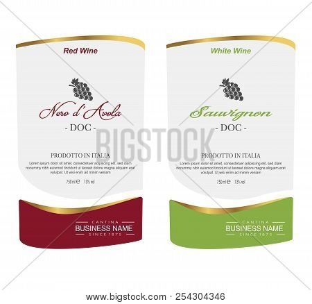 Vector Wine Label And Bottle Of Wine Mockup With This Label