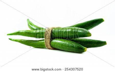 Snake Gourd Isolated On White Background. Food Concept