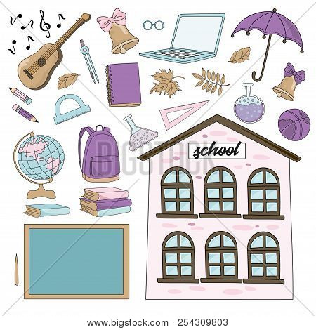 School Autumn Sea Underwater Vector Illustration Set Vivat School For Digital Print, Holidays, Wall 