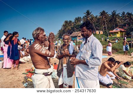 Varkala, Kerala, India - November 30, 2017: Diwali Festival. Diwali Celebration On Varkala Beach. Ma