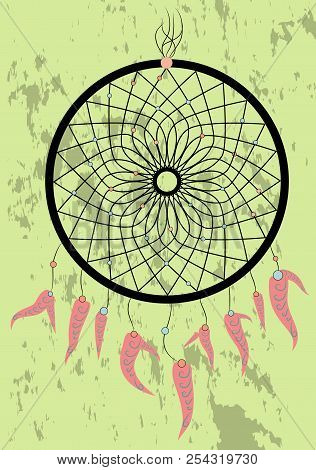 Dream Catcher Boho Native American Indian Talisman Dreamcatcher. Clothes Ethnic Tribal Design. Magic