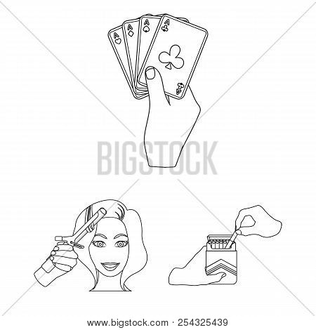Manipulation By Hands Outline Icons In Set Collection For Design. Hand Movement Vector Symbol Stock 