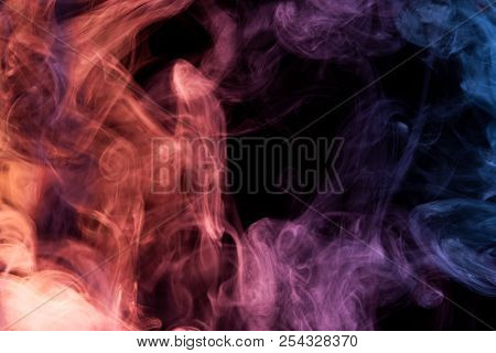 Red Anad Purple  Cloud Smoke On Black  Isolated Background