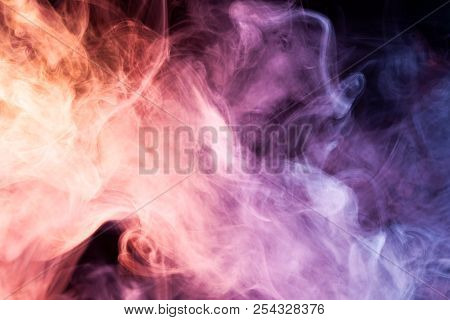 Red Anad Purple  Cloud Smoke On Black  Isolated Background