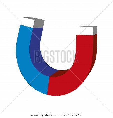 Vector Isometric Illustration Of Magnet Icon Blue Red Colors