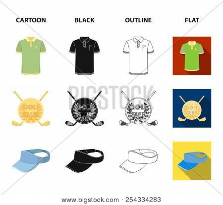 Emblem Of The Golf Club, Cap With A Visor, Golfer Shirt, Phone With A Navigator.golf Club Set Collec