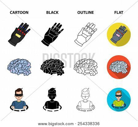 Technology, Innovation, Man, Complemented .virtual Reality Set Collection Icons In Cartoon, Black, O