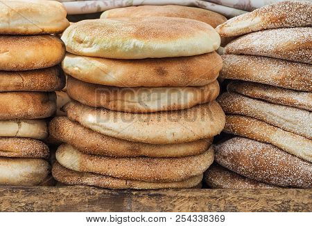 Traditional Moroccan Bread On A Street Market