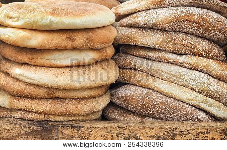 Traditional Moroccan Bread On A Street Market