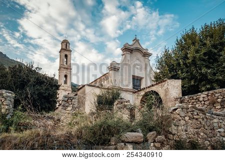 The Bell Tower And Facade Of The Ancient Convent Of Tuani Outside The Village Of Costa In The Balagn