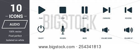 Audio Controls Icons Set. Premium Quality Symbol Collection. Audio Controls Icon Set Simple Elements