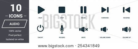 Audio Controls Icons Set. Premium Quality Symbol Collection. Audio Controls Icon Set Simple Elements