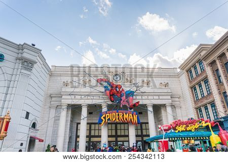 Osaka, Japan - Nov 24, 2017: The Amazing Adventures Of Spider Man At Universal Studios Japan (usj). 