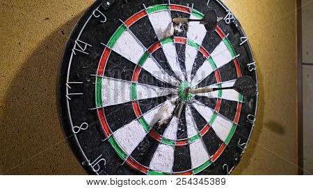 Throw The Dart At The Dart Board. Concept Of Success. Playing Darts