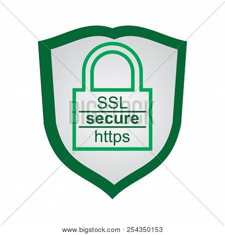 Webpage Security Green Padlock Icon With  Shield For Your Presentation