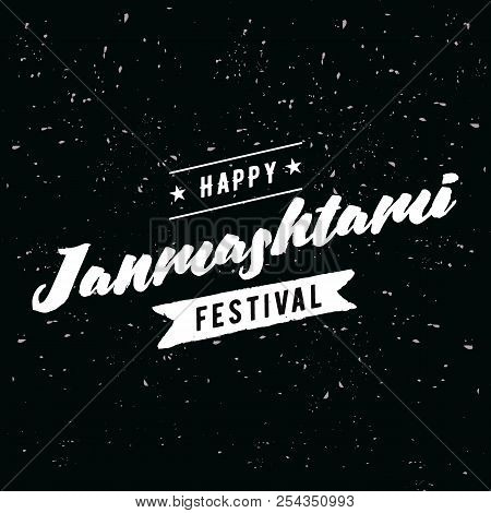 Happy Janmashtami. Vector Logo Design. Usable As Background, Banner, Greeting Card, T-shirt, Print. 