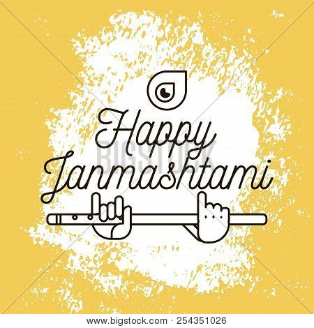 Happy Janmashtami. Vector Logo Design. Usable As Background, Banner, Greeting Card, T-shirt, Print. 