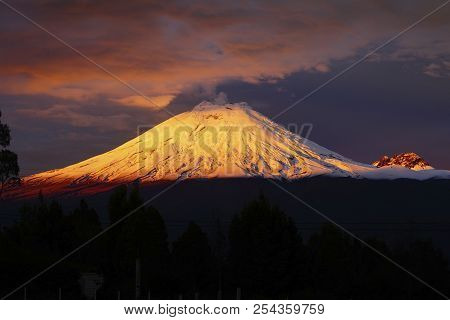 The Active Volcano Of Cotopaxi, In Ecuador