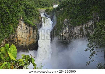 San Rafael Waterfall In Baeza, Ecuador. It Is On The Limit Of The Provinces Of Napo And Sucumbios