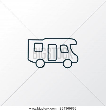 Campervan Icon Line Symbol. Premium Quality Isolated Caravan Element In Trendy Style.
