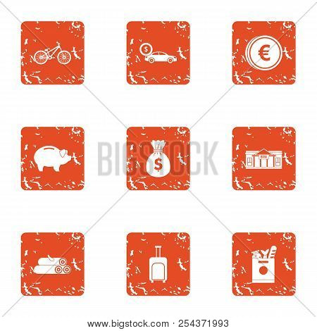 Indispensable Icons Set. Grunge Set Of 9 Indispensable Vector Icons For Web Isolated On White Backgr