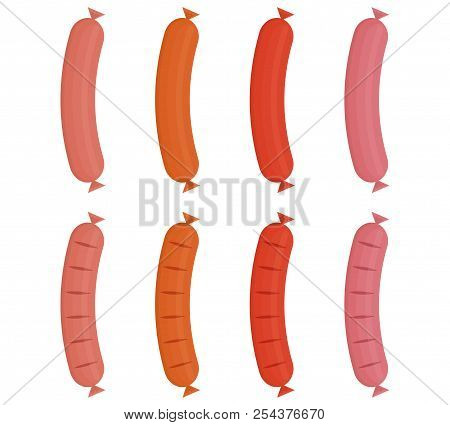 Oktoberfest Tasty Sausage Fat Fresh Eat. Picnic Traditional Vector Grill Barbecue Summer Party. Bbq 