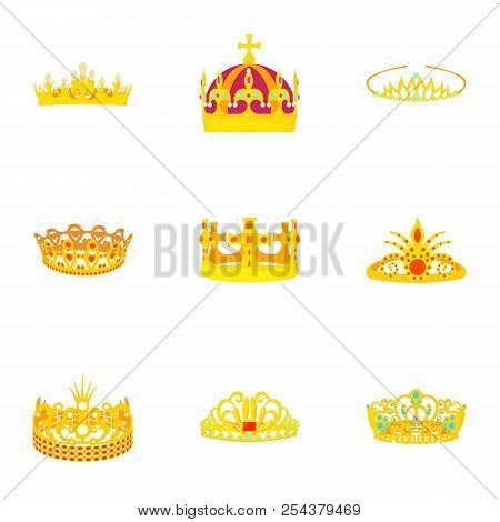 Princely Icons Set. Cartoon Set Of 9 Princely Vector Icons For Web Isolated On White Background