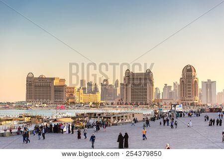 Doha, Qatar - Jan 9th 2018 - Locals And Residents Enjoying A Open Area In A Late Afternoon In Doha, 