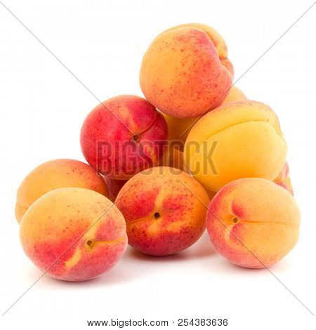 A bunch of apricot fruit isolated on white background cutout