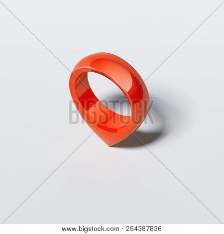 Red Geotag Isolated On White Background, 3d Rendering.